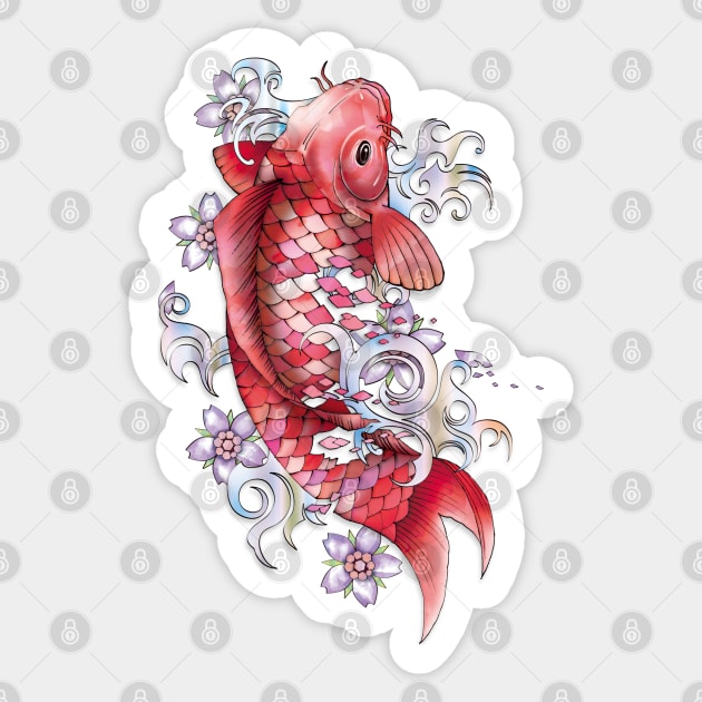 Garnet Koi Fish Sticker by TurkeysDesign